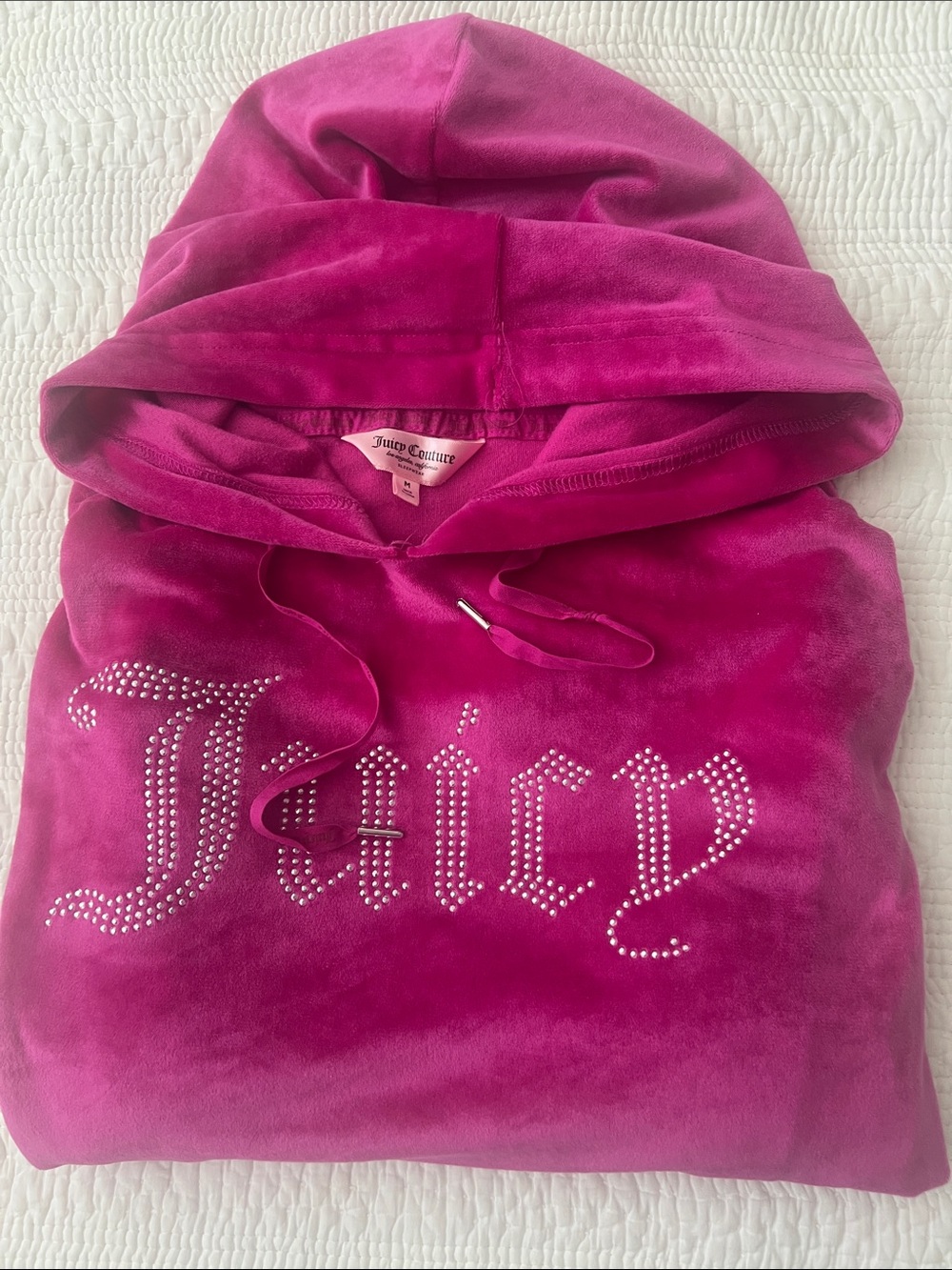 Juicy Couture Hot Pink Rhinestone Velour Hoodie